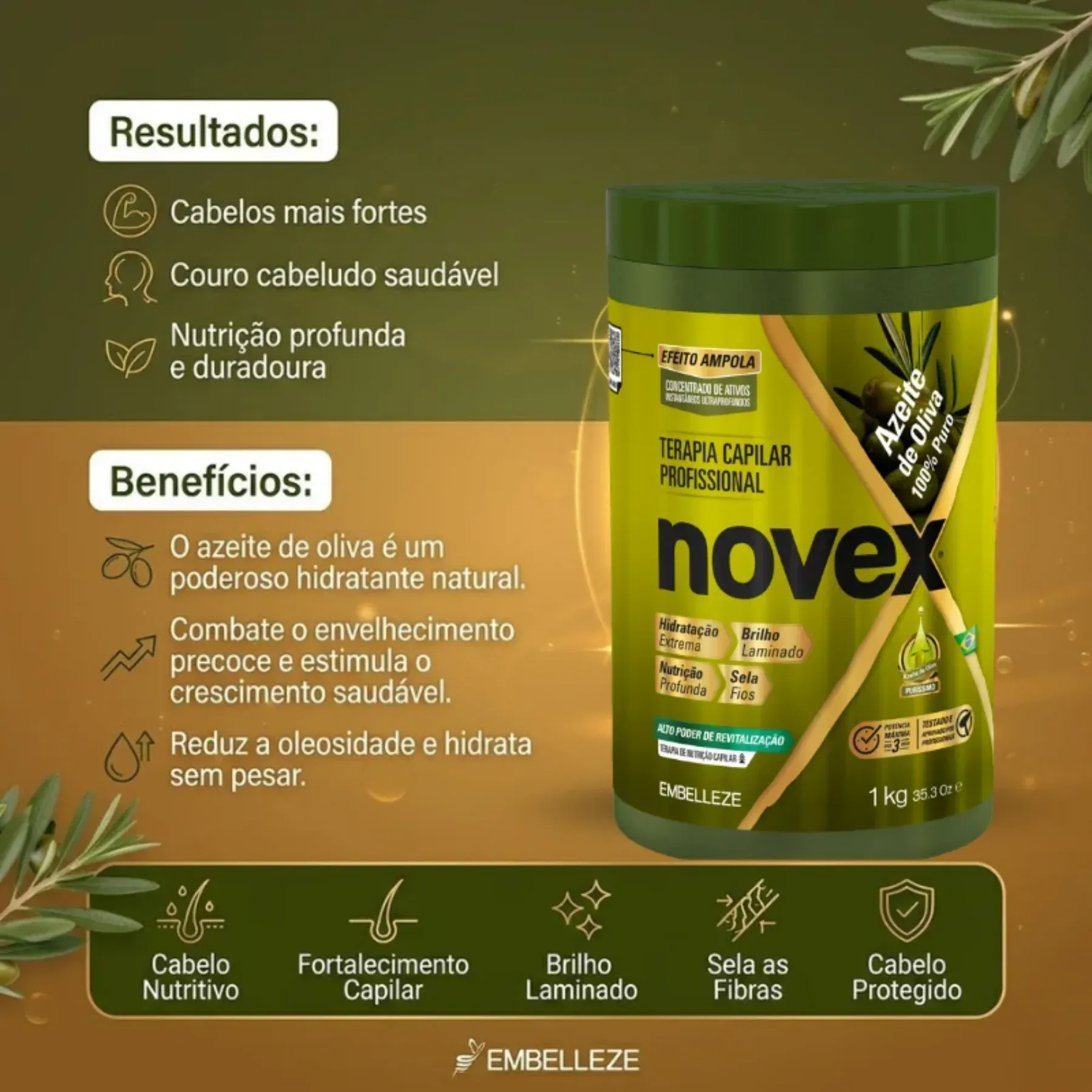 Creme De Tratamento Novex Azeite De Oliva 1kg - Iap Cosméticos